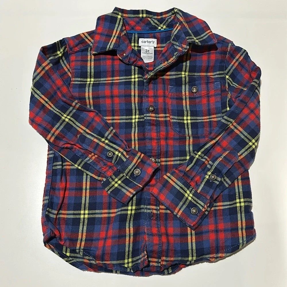 EUC Carters Boys Plaid Flannel - Size 3T